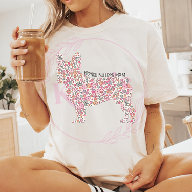 French Bulldog Mom Floral Comfort Colors T-Shirt